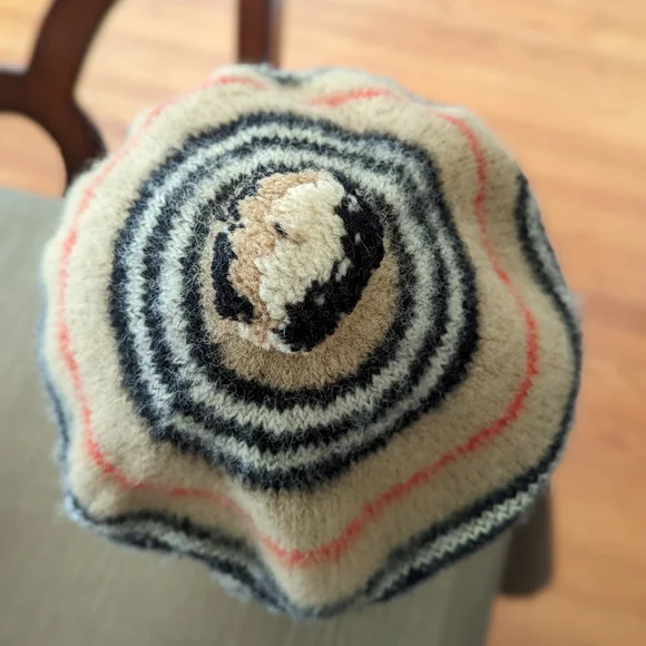 Burberry Tan and Black Striped Beret - Picture 4 of 8